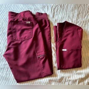 FIGS Burgundy Joggers/Catarina Top Set